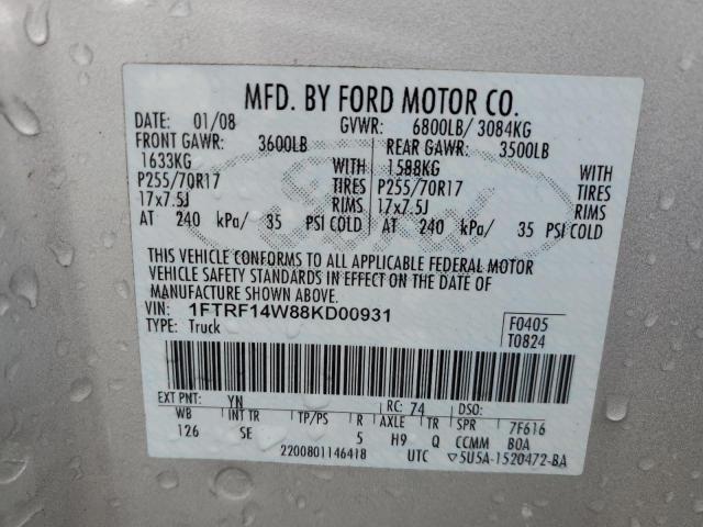 Photo 11 VIN: 1FTRF14W88KD00931 - FORD F150 