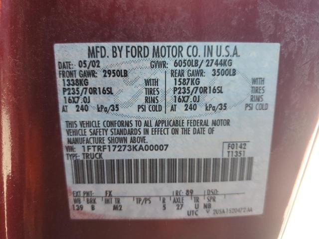 Photo 12 VIN: 1FTRF17273KA00007 - FORD F150 