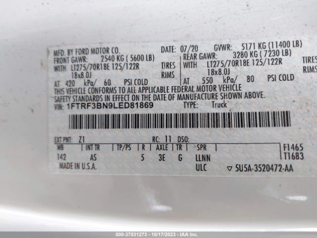 Photo 8 VIN: 1FTRF3BN9LED81869 - FORD F-350 