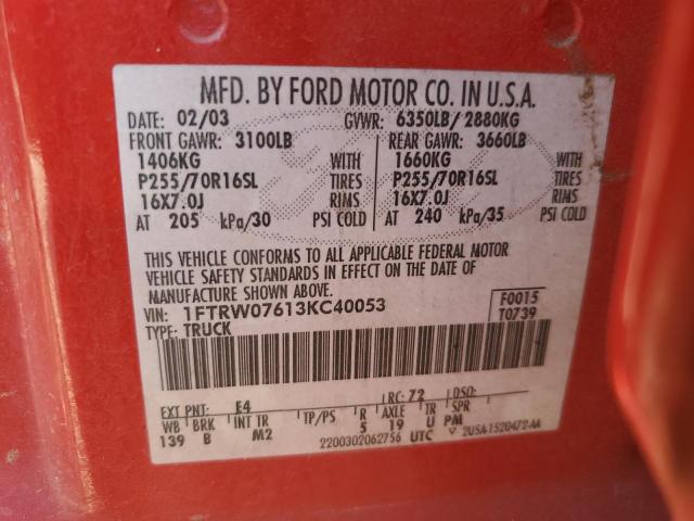 Photo 11 VIN: 1FTRW07613KC40053 - FORD F150 SUPER 