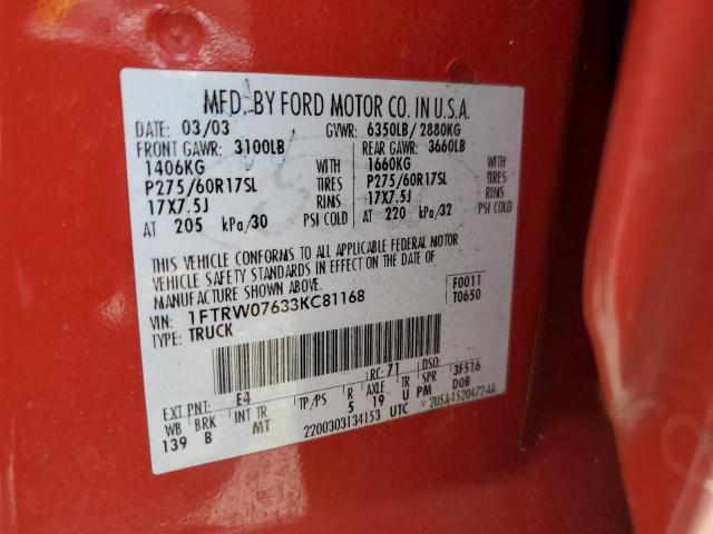 Photo 11 VIN: 1FTRW07633KC81168 - FORD F150 