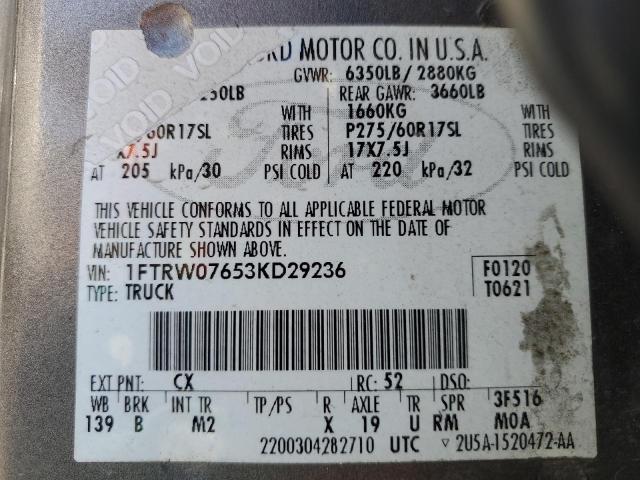 Photo 11 VIN: 1FTRW07653KD29236 - FORD F-150 