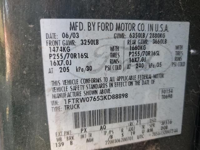 Photo 11 VIN: 1FTRW07653KD88898 - FORD F150 SUPER 