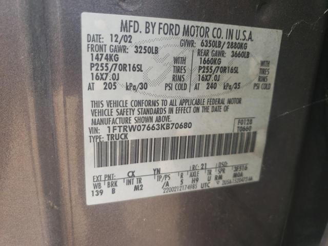 Photo 11 VIN: 1FTRW07663KB70680 - FORD F150 SUPER 