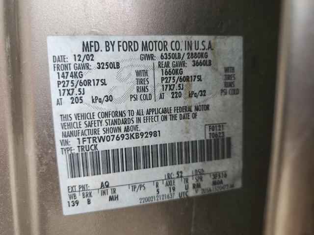 Photo 11 VIN: 1FTRW07693KB92981 - FORD F150 SUPER 