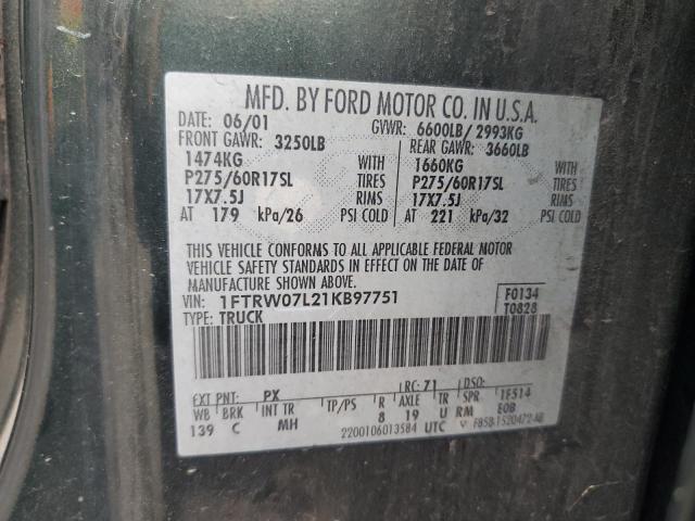 Photo 11 VIN: 1FTRW07L21KB97751 - FORD F150 SUPER 