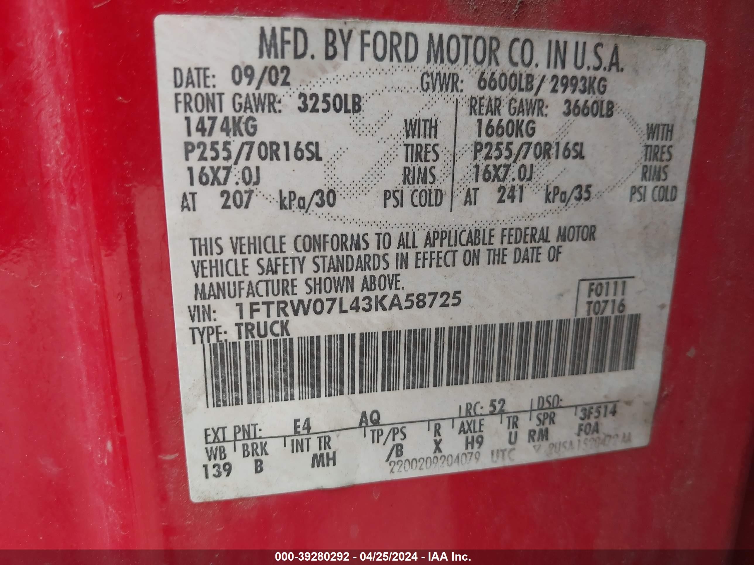 Photo 8 VIN: 1FTRW07L43KA58725 - FORD F-150 