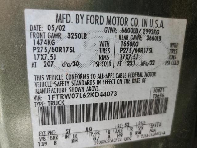 Photo 11 VIN: 1FTRW07L62KD44073 - FORD F150 SUPER 