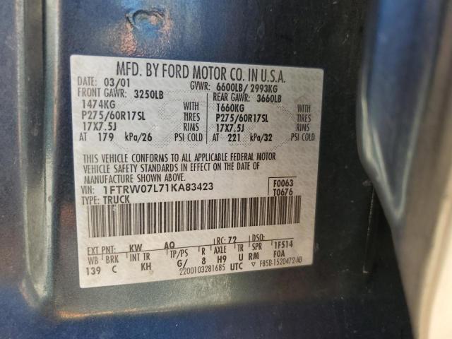 Photo 11 VIN: 1FTRW07L71KA83423 - FORD F150 SUPER 