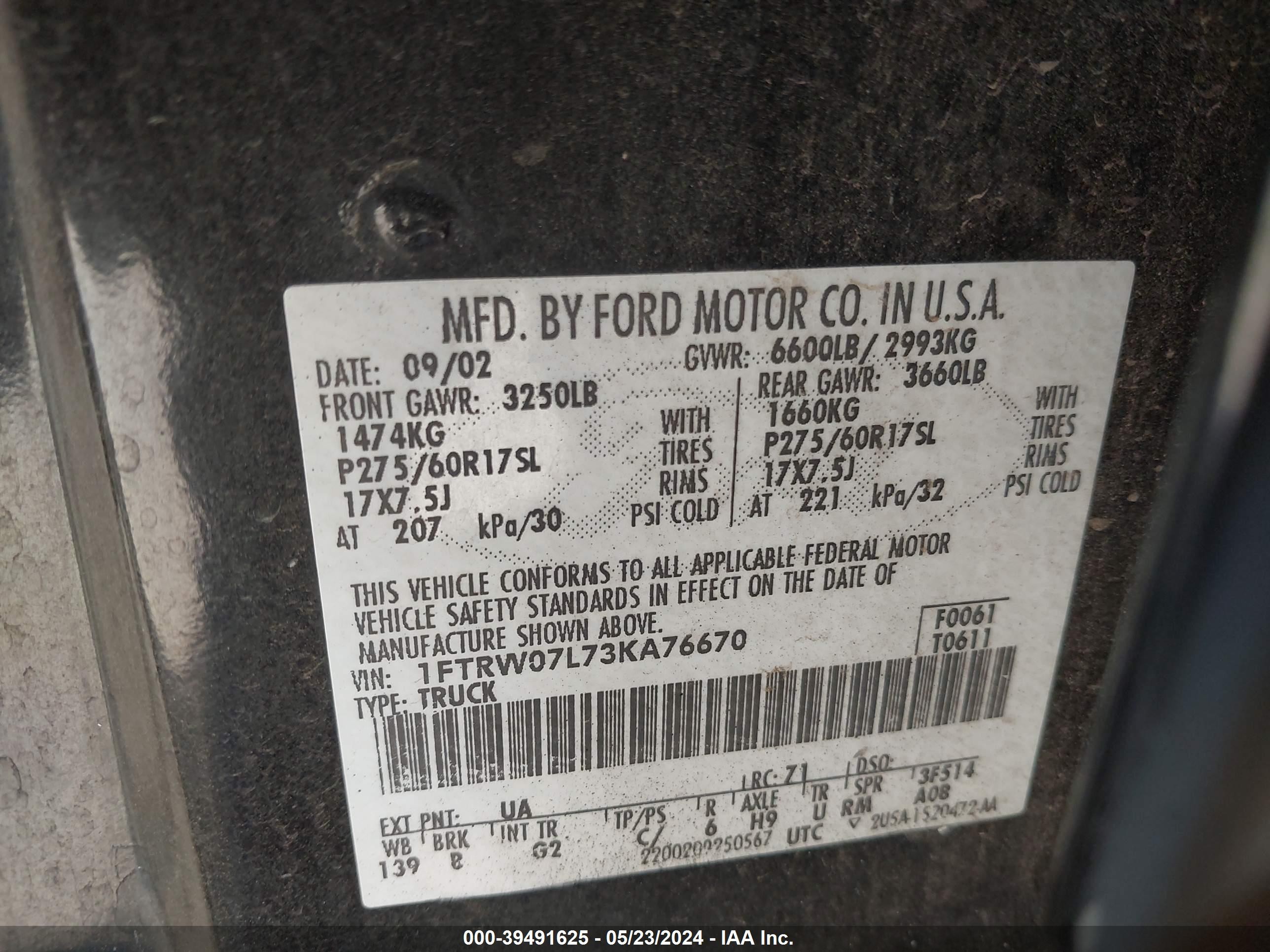 Photo 8 VIN: 1FTRW07L73KA76670 - FORD F-150 