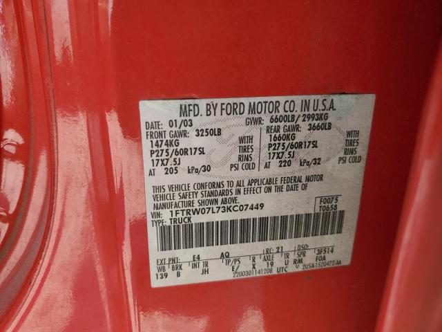 Photo 11 VIN: 1FTRW07L73KC07449 - FORD F150 SUPER 