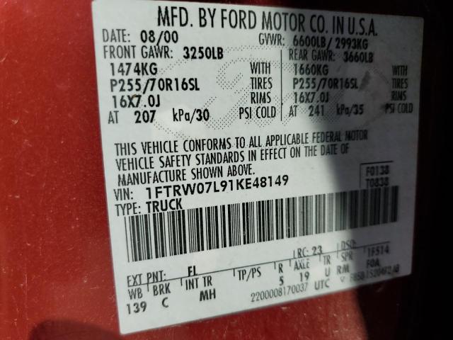 Photo 12 VIN: 1FTRW07L91KE48149 - FORD F150 