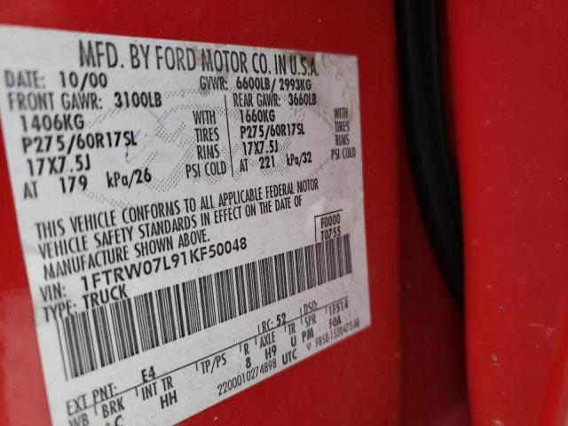 Photo 12 VIN: 1FTRW07L91KF50048 - FORD F-150 