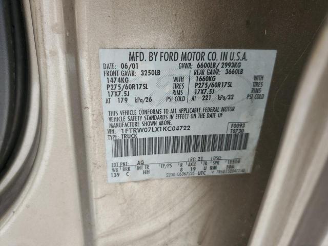 Photo 11 VIN: 1FTRW07LX1KC04722 - FORD F150 SUPER 