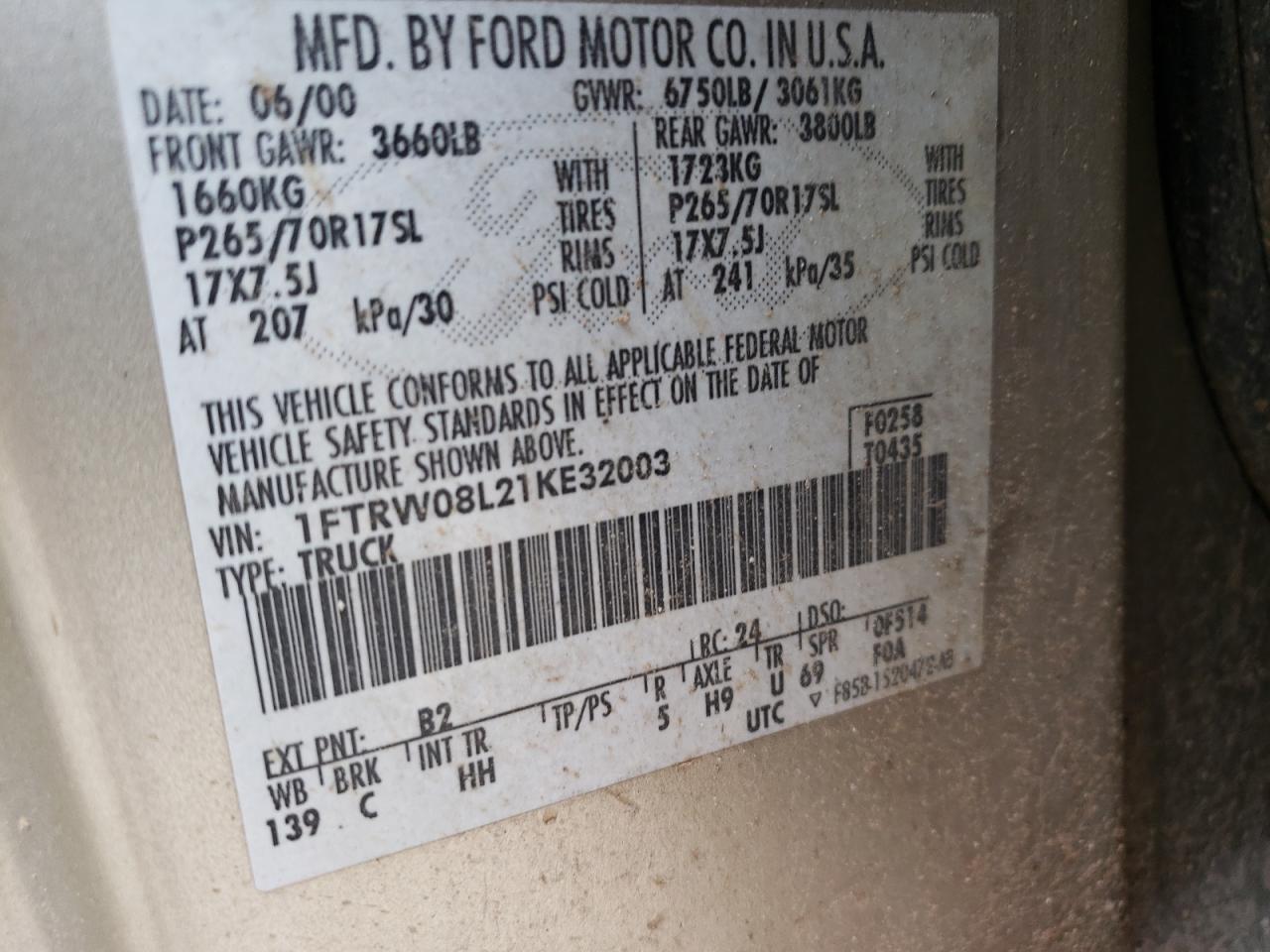 Photo 11 VIN: 1FTRW08L21KE32003 - FORD F-150 