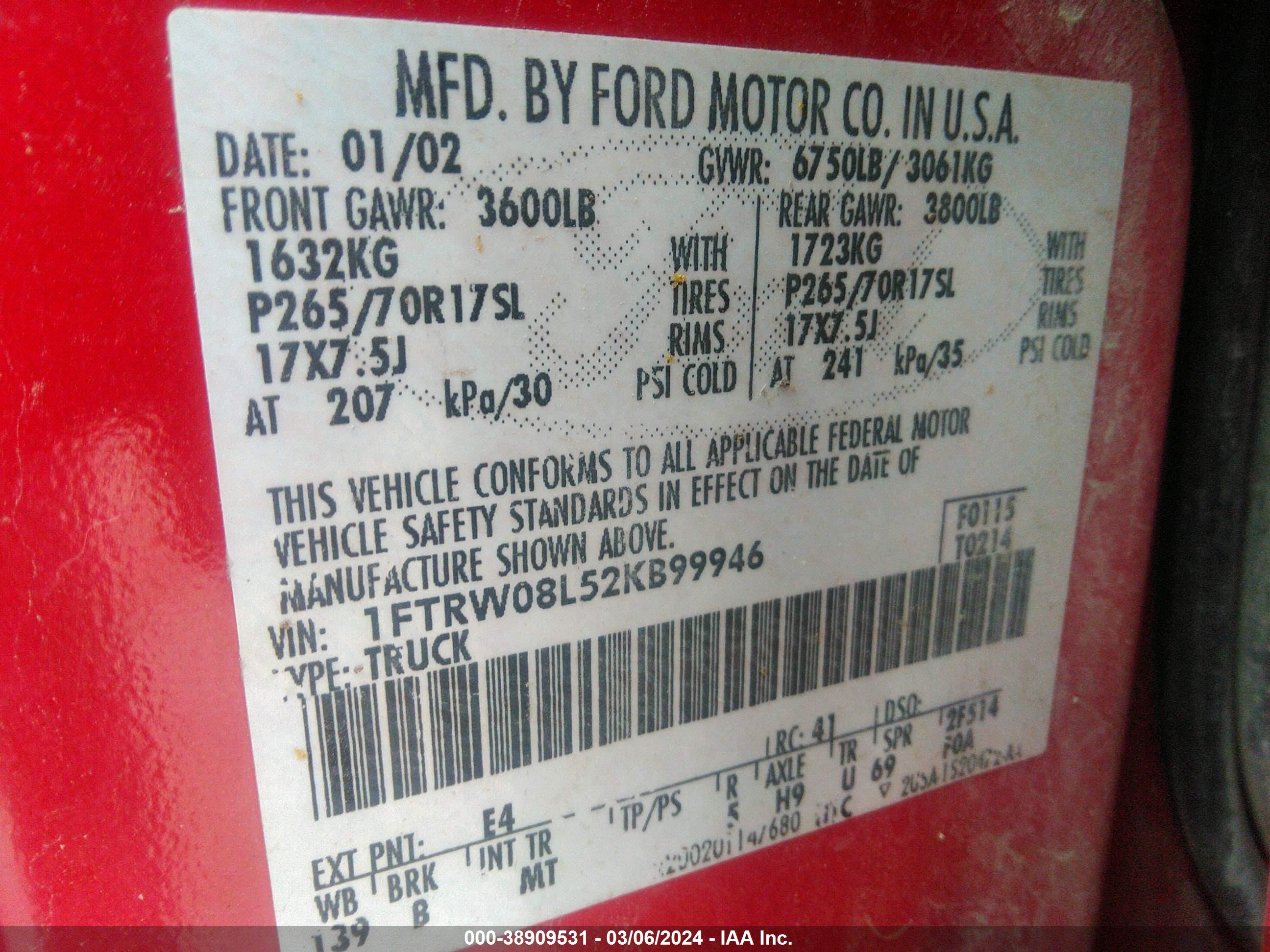 Photo 8 VIN: 1FTRW08L52KB99946 - FORD F-150 