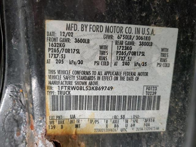 Photo 11 VIN: 1FTRW08L53KB69749 - FORD F150 SUPER 