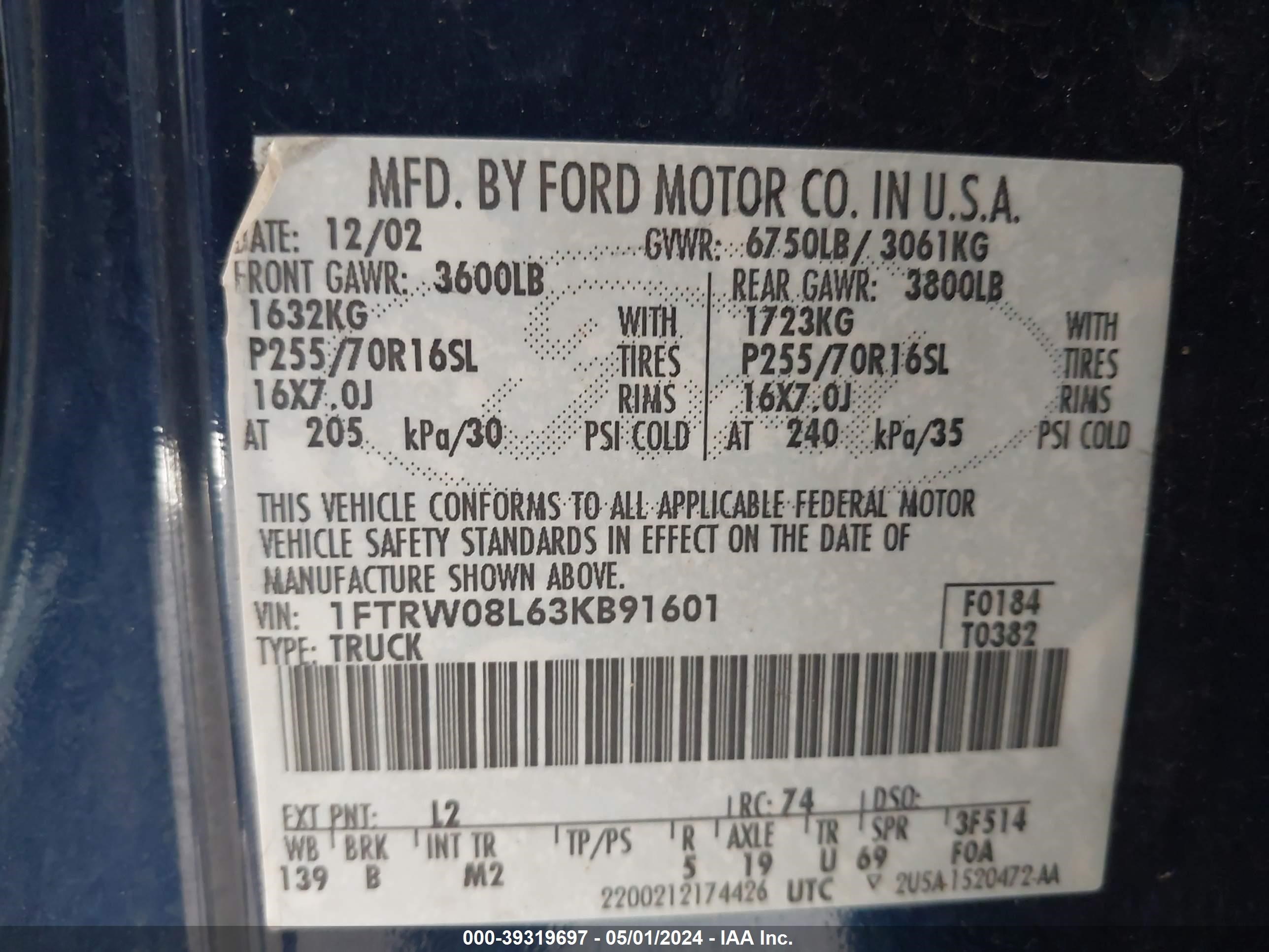 Photo 8 VIN: 1FTRW08L63KB91601 - FORD F-150 