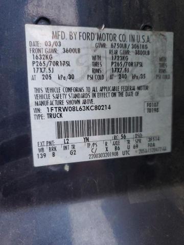 Photo 11 VIN: 1FTRW08L63KC80214 - FORD F150 SUPER 