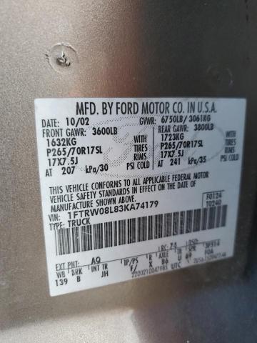 Photo 11 VIN: 1FTRW08L83KA74179 - FORD F150 SUPER 