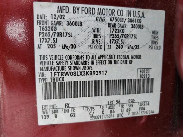 Photo 11 VIN: 1FTRW08LX3KB93917 - FORD F150 SUPER 