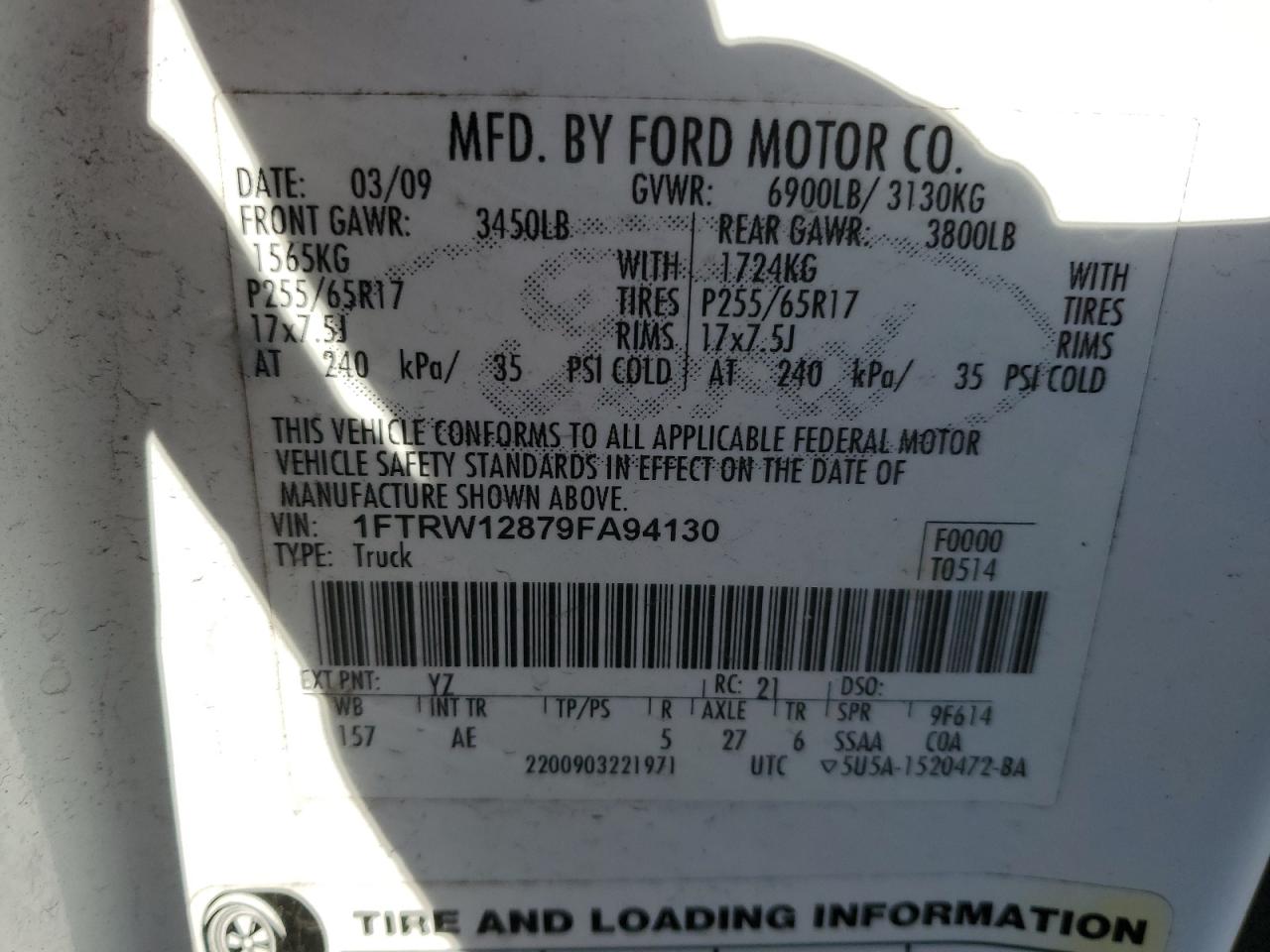 Photo 11 VIN: 1FTRW12879FA94130 - FORD F-150 