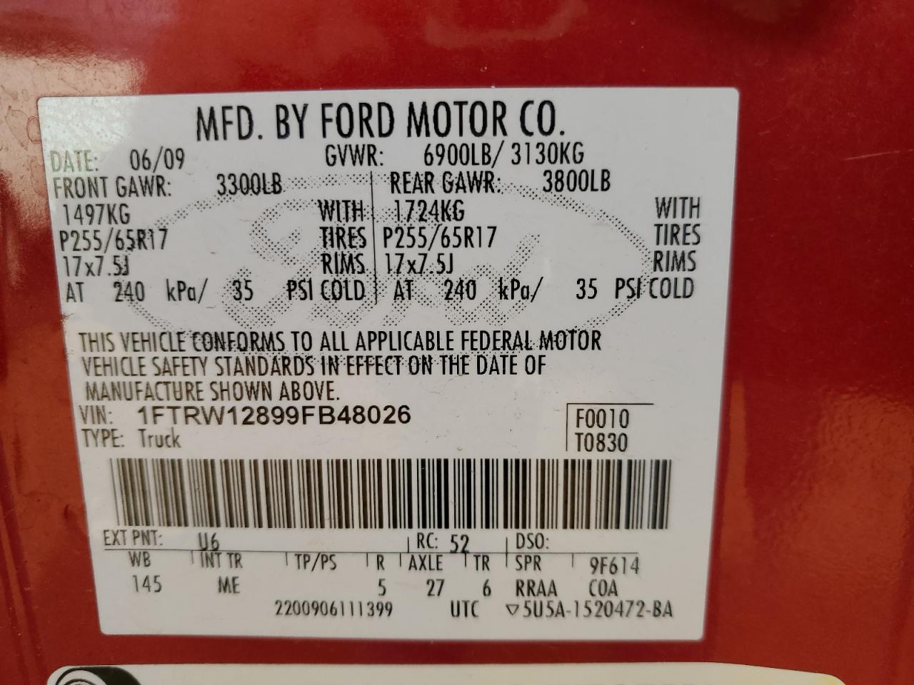 Photo 11 VIN: 1FTRW12899FB48026 - FORD F-150 