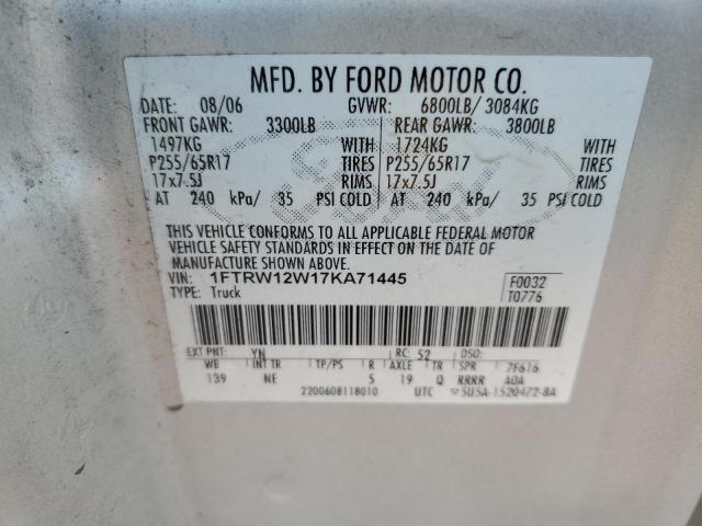 Photo 12 VIN: 1FTRW12W17KA71445 - FORD F150 SUPER 