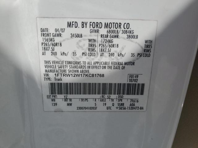 Photo 11 VIN: 1FTRW12W17KC81768 - FORD F150 SUPER 