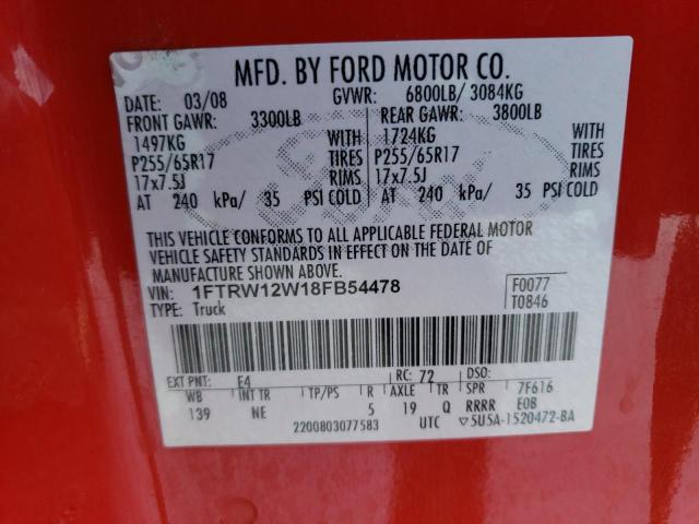 Photo 11 VIN: 1FTRW12W18FB54478 - FORD F150 SUPER 