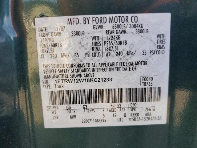 Photo 12 VIN: 1FTRW12W18KC21233 - FORD F150 SUPER 