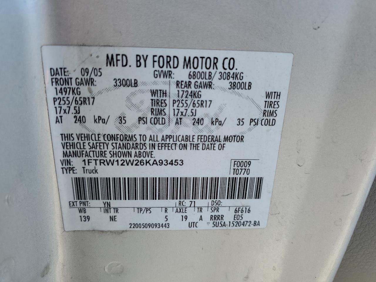 Photo 11 VIN: 1FTRW12W26KA93453 - FORD F-150 