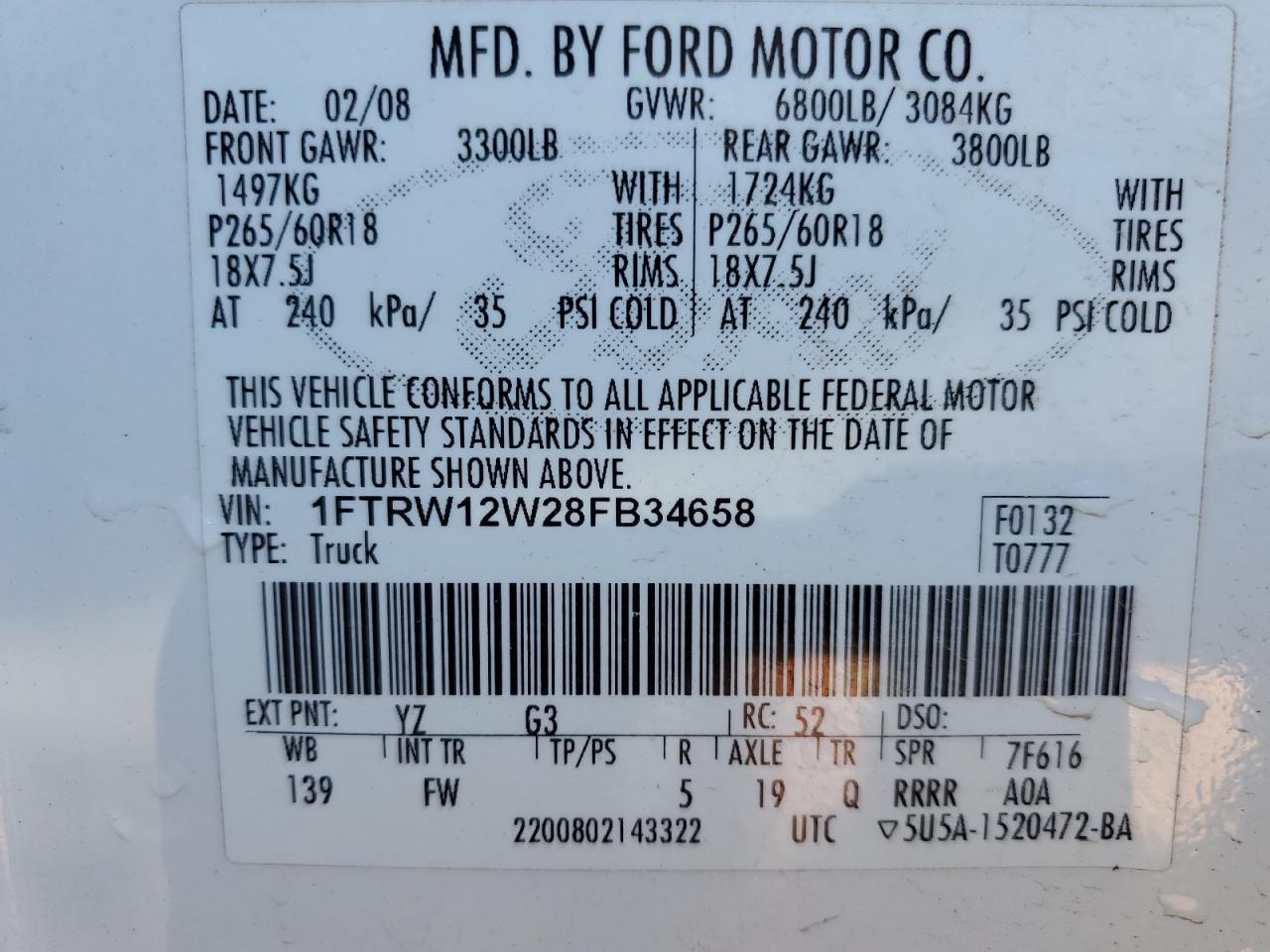 Photo 11 VIN: 1FTRW12W28FB34658 - FORD F-150 