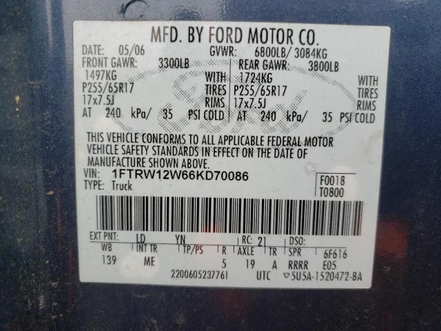 Photo 9 VIN: 1FTRW12W66KD70086 - FORD F150 SUPER 