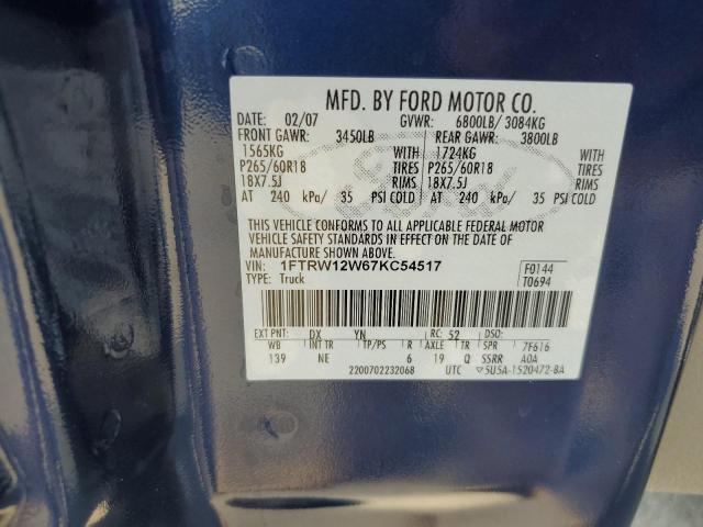 Photo 11 VIN: 1FTRW12W67KC54517 - FORD F150 SUPER 