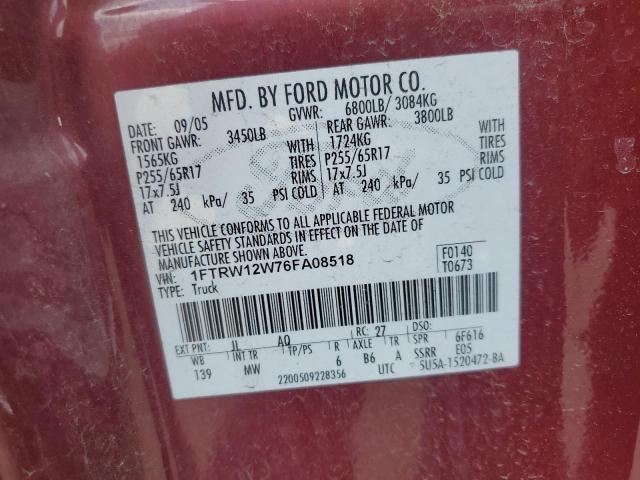 Photo 11 VIN: 1FTRW12W76FA08518 - FORD F-150 