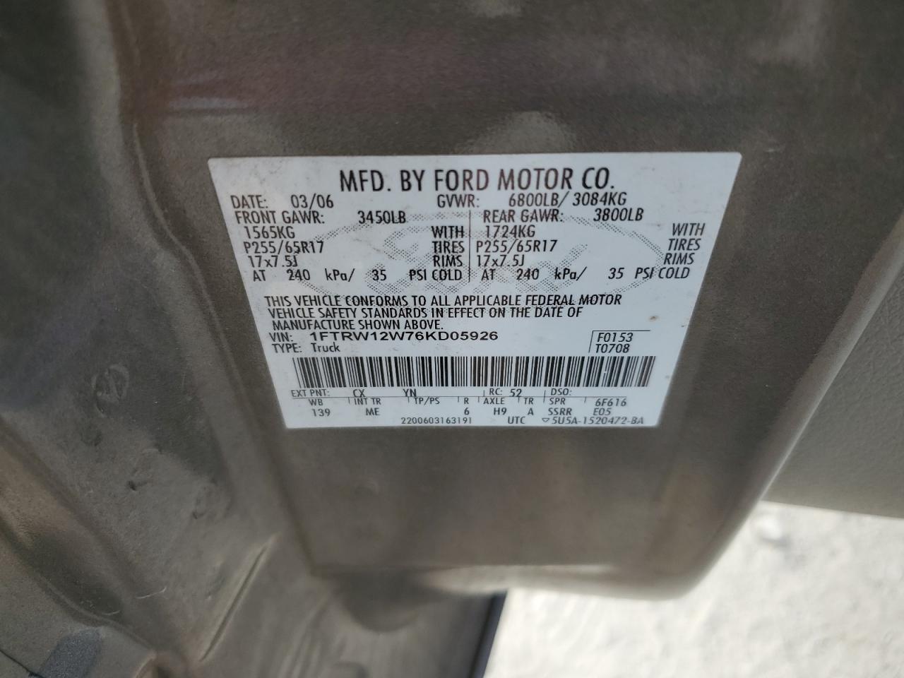 Photo 11 VIN: 1FTRW12W76KD05926 - FORD F-150 