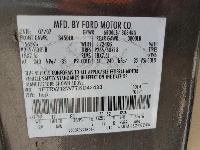 Photo 11 VIN: 1FTRW12W77KD43433 - FORD F-150 