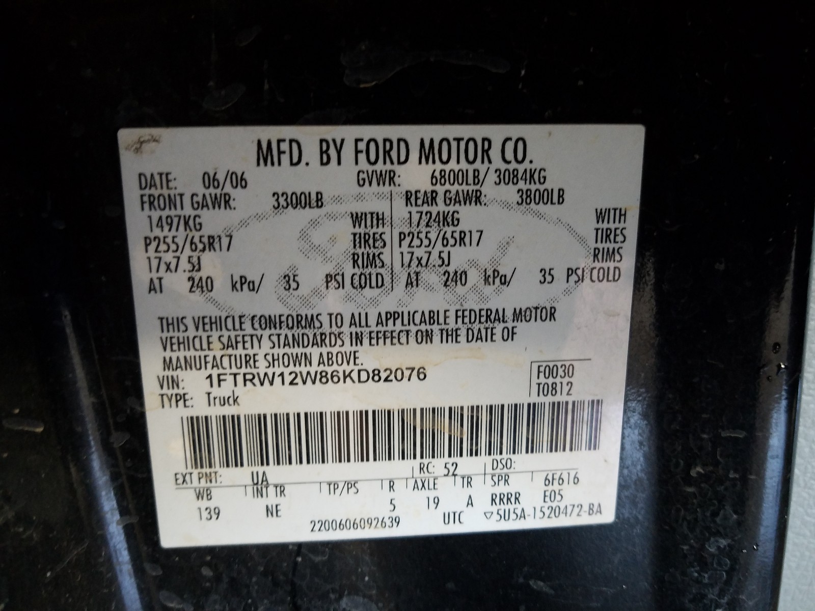 Photo 9 VIN: 1FTRW12W86KD82076 - FORD F150 SUPER 