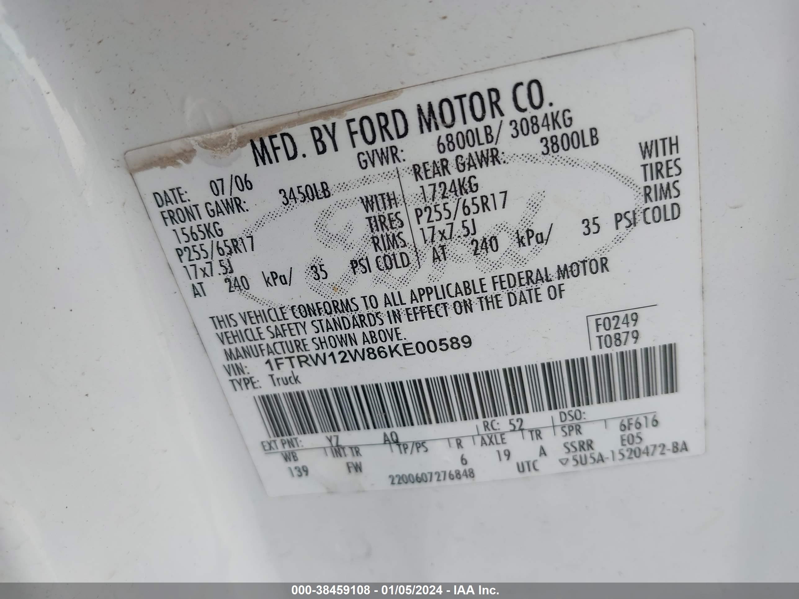 Photo 8 VIN: 1FTRW12W86KE00589 - FORD F-150 