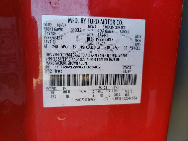 Photo 12 VIN: 1FTRW12W87FB88402 - FORD F-150 