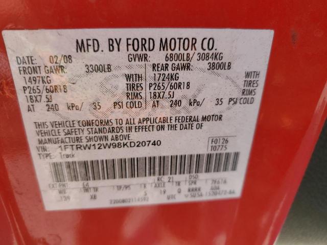 Photo 11 VIN: 1FTRW12W98KD20740 - FORD F150 SUPER 