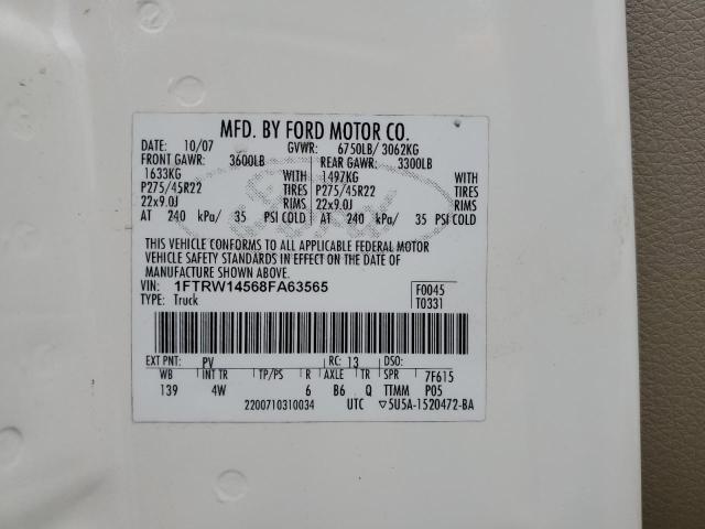 Photo 9 VIN: 1FTRW14568FA63565 - FORD F150 SUPER 