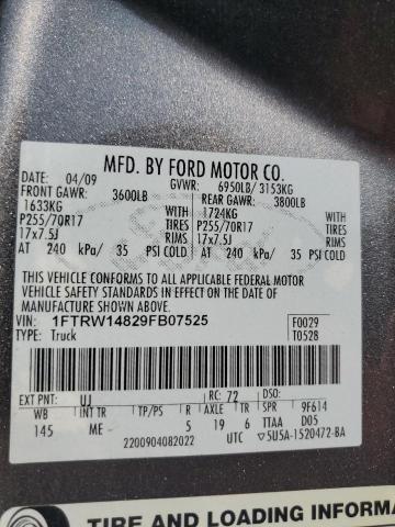 Photo 11 VIN: 1FTRW14829FB07525 - FORD F150 SUPER 