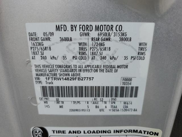 Photo 12 VIN: 1FTRW14829FB27757 - FORD F150 SUPER 