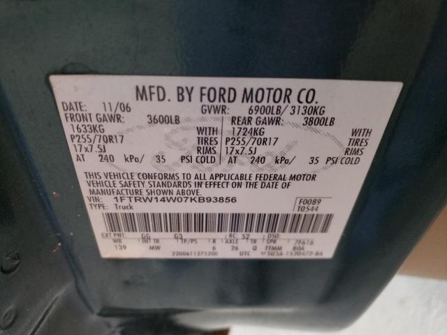 Photo 11 VIN: 1FTRW14W07KB93856 - FORD F150 SUPER 