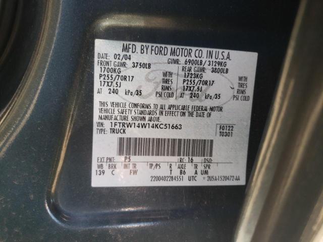 Photo 11 VIN: 1FTRW14W14KC51663 - FORD F150 SUPER 