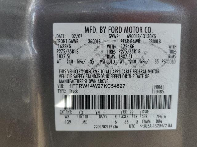 Photo 11 VIN: 1FTRW14W27KC54527 - FORD F150 SUPER 