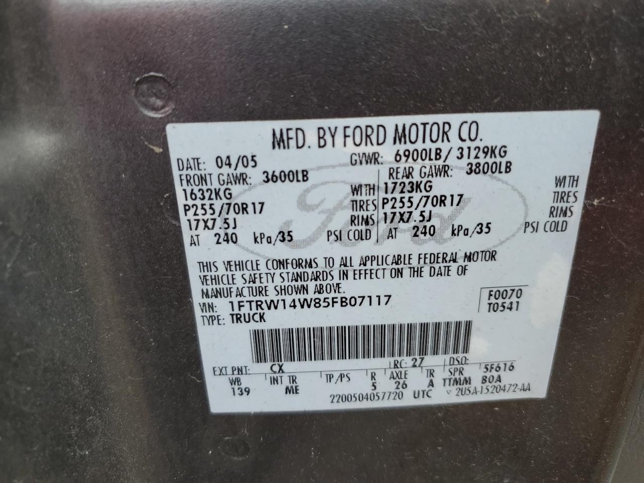 Photo 11 VIN: 1FTRW14W85FB07117 - FORD F-150 