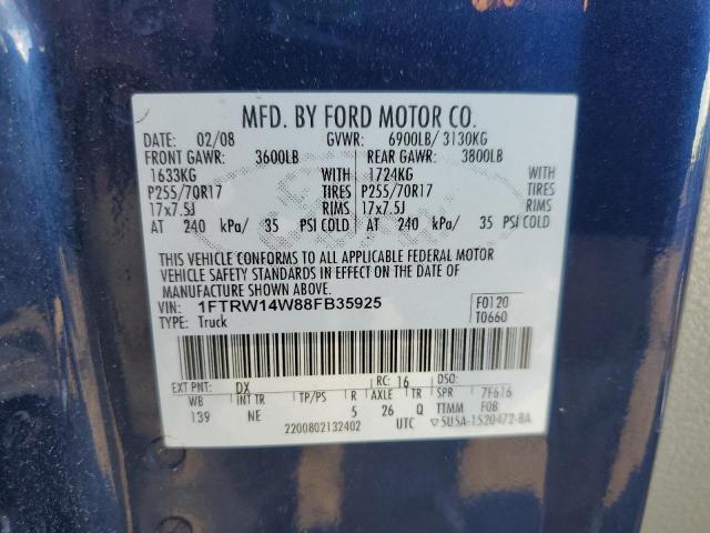 Photo 12 VIN: 1FTRW14W88FB35925 - FORD F150 SUPER 